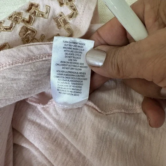 Democracy Tank Top Womens L Pink Embroidered Cottagecore Boho Festival Peasant - Picture 6 of 8